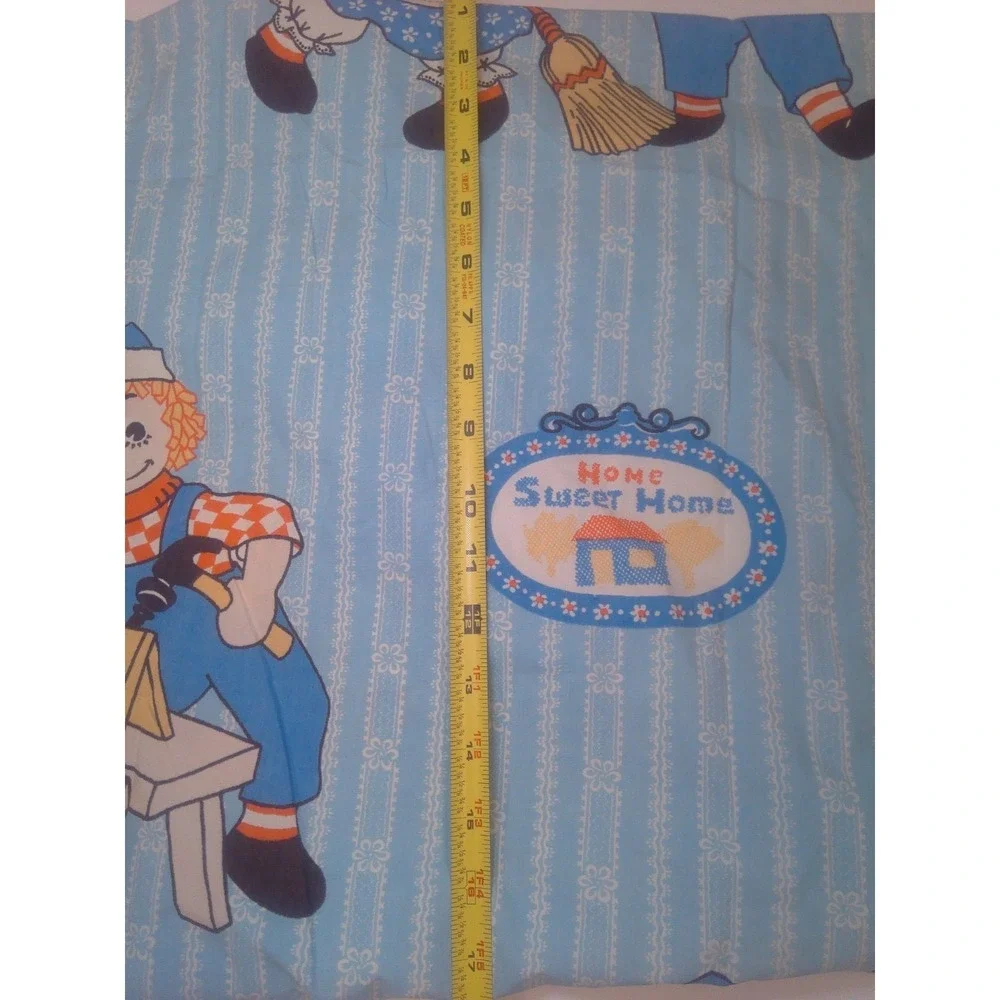 Vintage Raggedy Ann and Andy Twin Fitted Sheet Bobbs-Merrill Co Inc 1970s Blue
